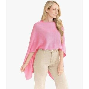 NWT Caroline Grace Womens Palm Beach Cashmere Blend Super Soft Poncho One Size‎
